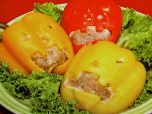 【ノンストップ】パプリカの肉詰めジャックオーランタンのレシピ・検索きょうのおしゃレシピ