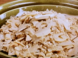 【キューピー３分クッキング】鶏ひき、れんこん、エリンギの柚子こしょう炒めのレシピ・小林まさみ