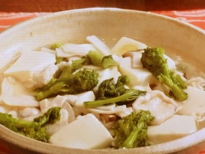 【キューピー３分クッキング】豆腐、菜の花、鶏肉のとろみ煮のレシピ・石原洋子