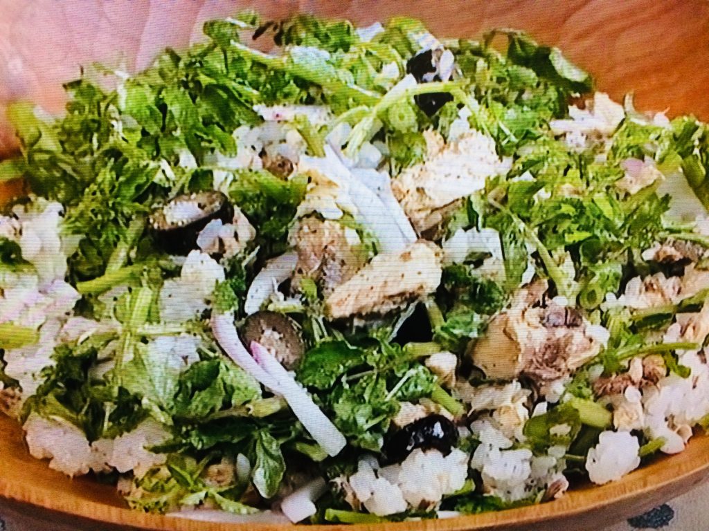 【キューピー３分クッキング】さば缶とオリーブのクレソンごはんのレシピ・ワタナベマキ