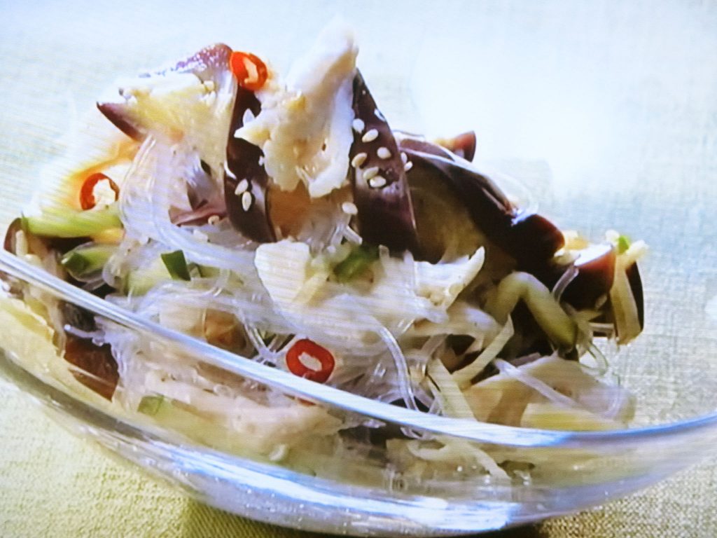 【きょうの料理】ゆでなすとささ身の春雨あえのレシピ・杉本節子