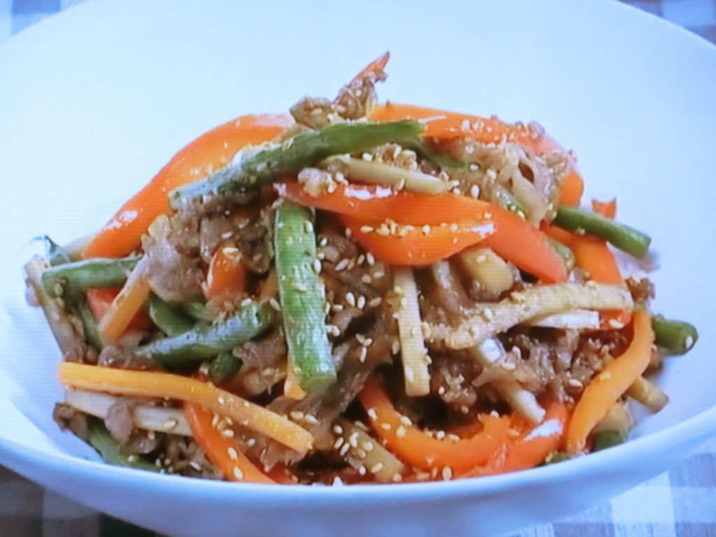 【キューピー３分クッキング】夏野菜と牛肉のきんぴらのレシピ・藤井恵