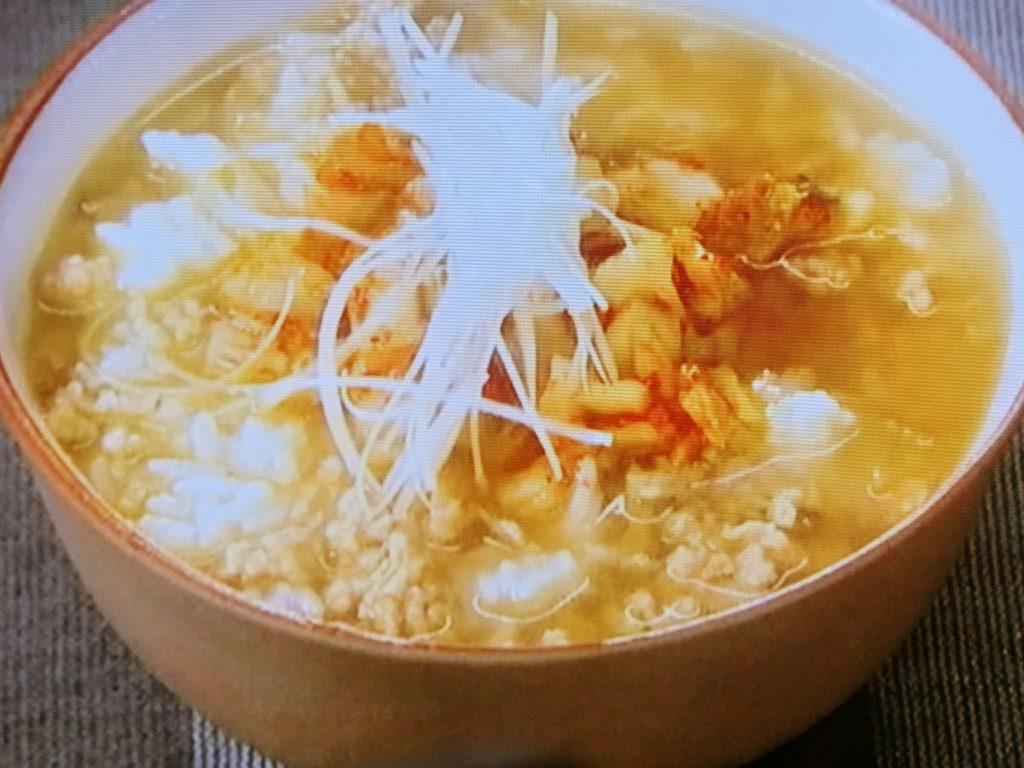 【男子ごはん】鶏ひき肉とザーサイの即席冷やしクッパのレシピ・国分太一・栗原心平
