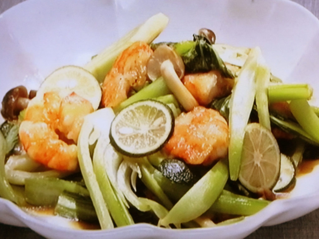 【きょうの料理】えびとチンゲンサイのすだちじょうゆ炒めのレシピ・今井亮
