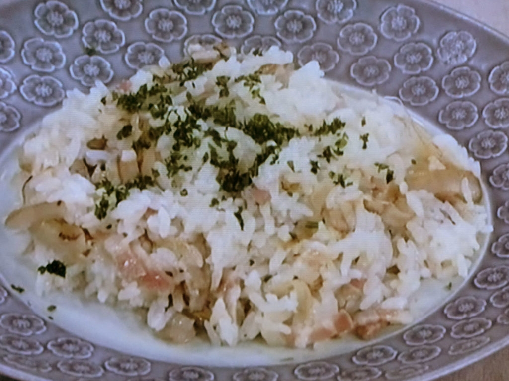 【きょうの料理】ごぼうとベーコンの炊き込みピラフのレシピ・藤井恵