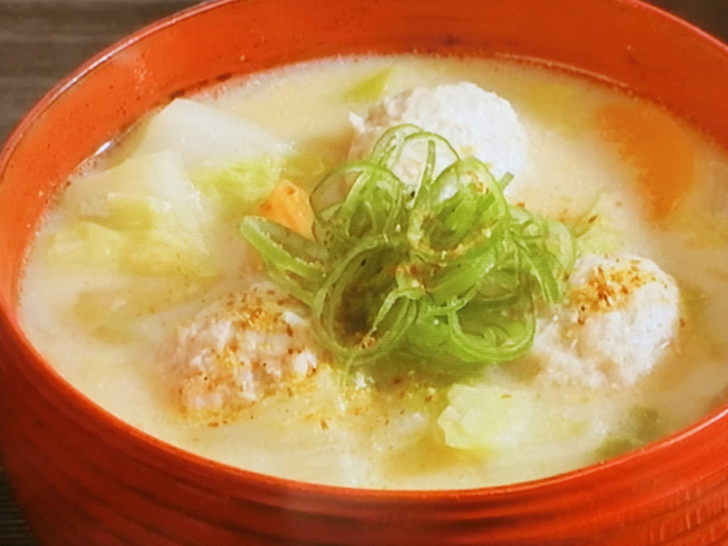 【キューピー３分クッキング】鶏つくねと白菜の粕汁のレシピ・藤井恵