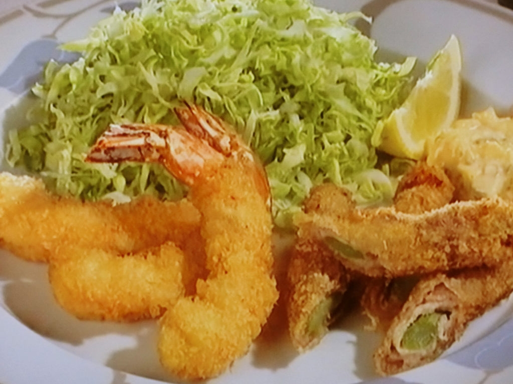 【キューピー３分クッキング】えびフライ＆アスパラ肉巻きフライのレシピ・田口成子