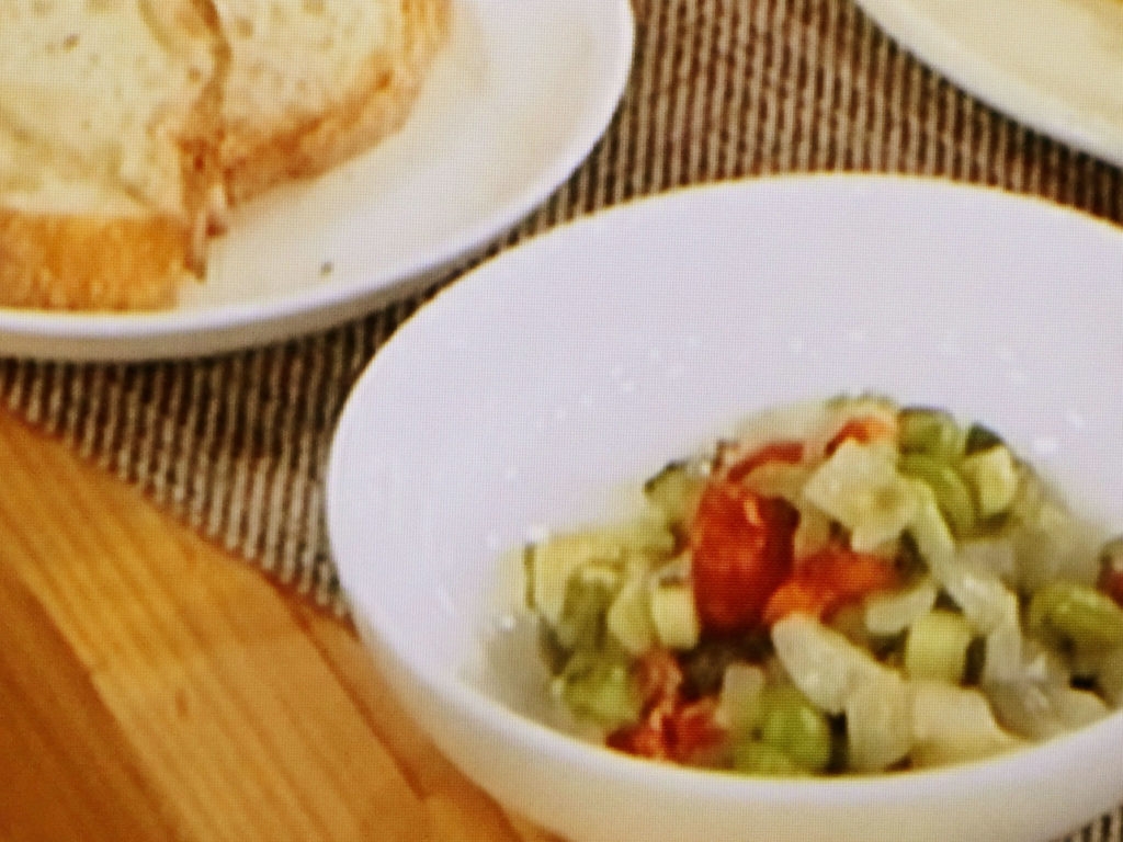 【ごごナマ】パルミジャーノ風味のレタス けんさきいかと具だくさん野菜のソースのレシピ・坂本健