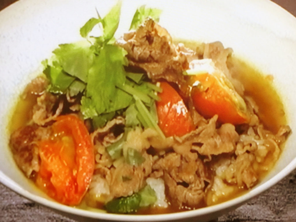 【ひるまえほっと】牛肉とトマトのカレースープ丼のレシピ・今井亮