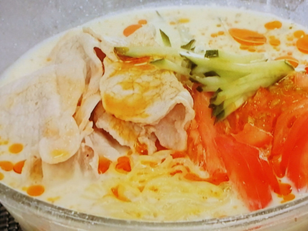【キューピー３分クッキング】豚しゃぶのごま豆乳めんのレシピ・藤井恵