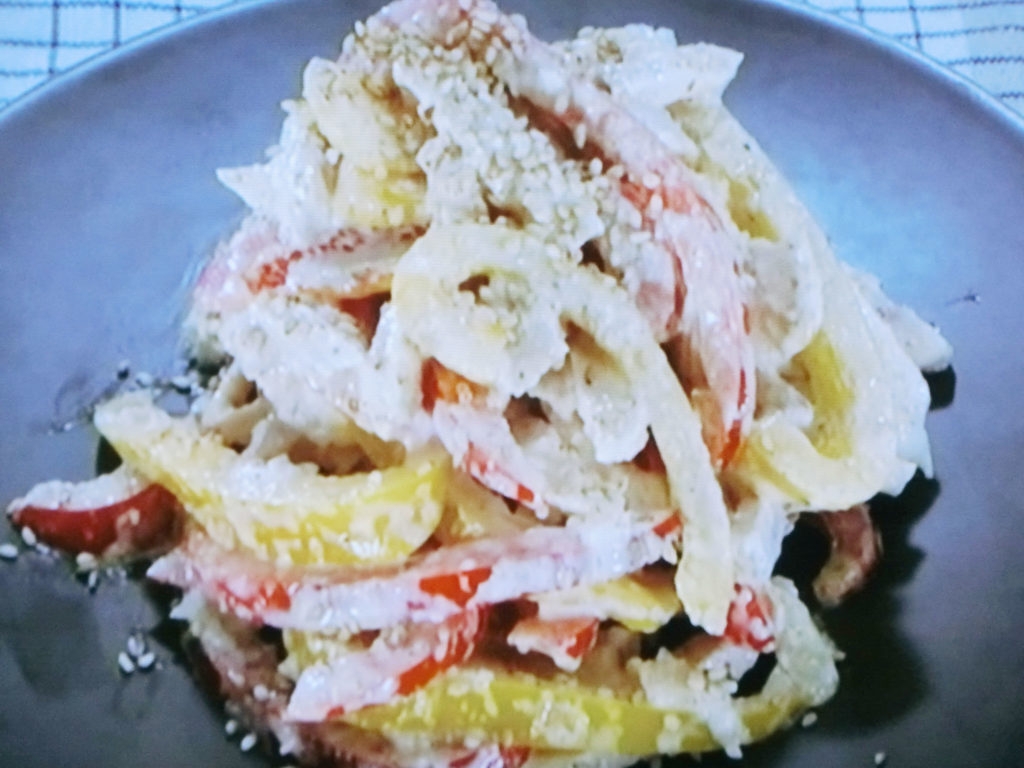 【ひるまえほっと】パプリカとチキンのごまたっぷりサラダのレシピ・浜田陽子