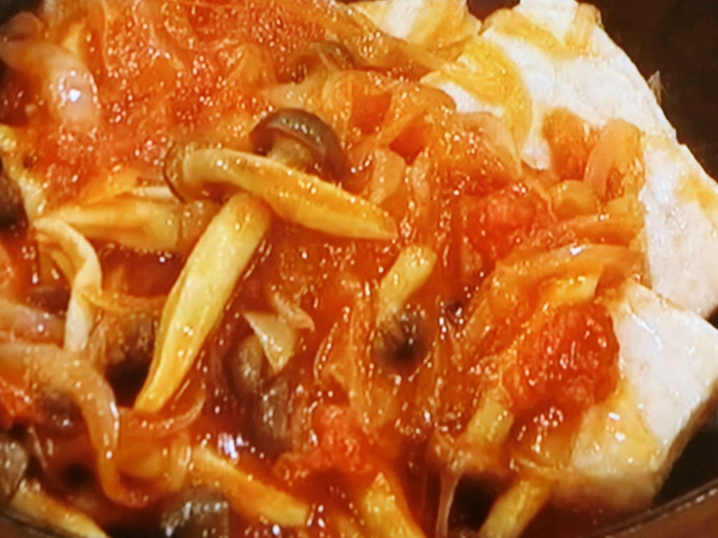 【あさイチ】かじきとしめじのトマト蒸し煮のレシピ・みんな！ゴハンだよ・上田淳子