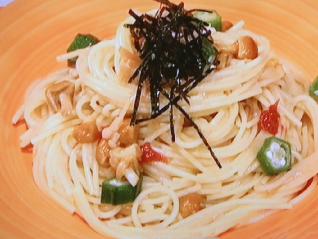 【ゴー！ゴー！キッチン戦隊クックルン】オクラとなめこのねばねばパスタのレシピ