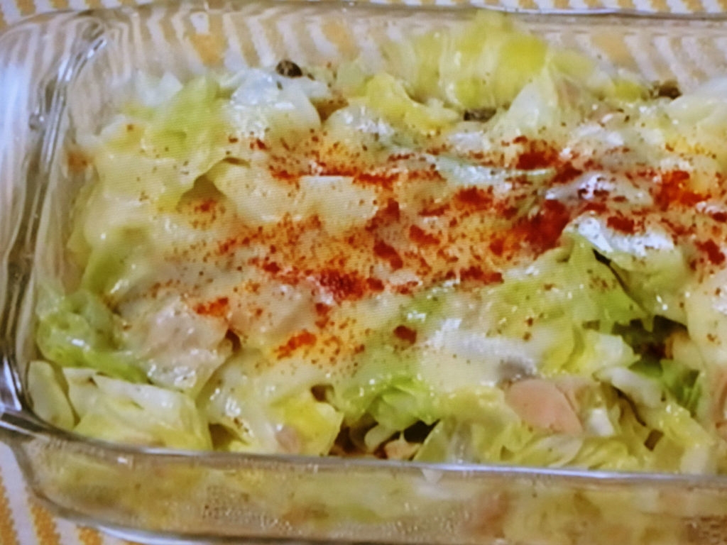 【ひるまえほっと】ツナとキャベツのカレーチーズ蒸しのレシピ・浜田陽子