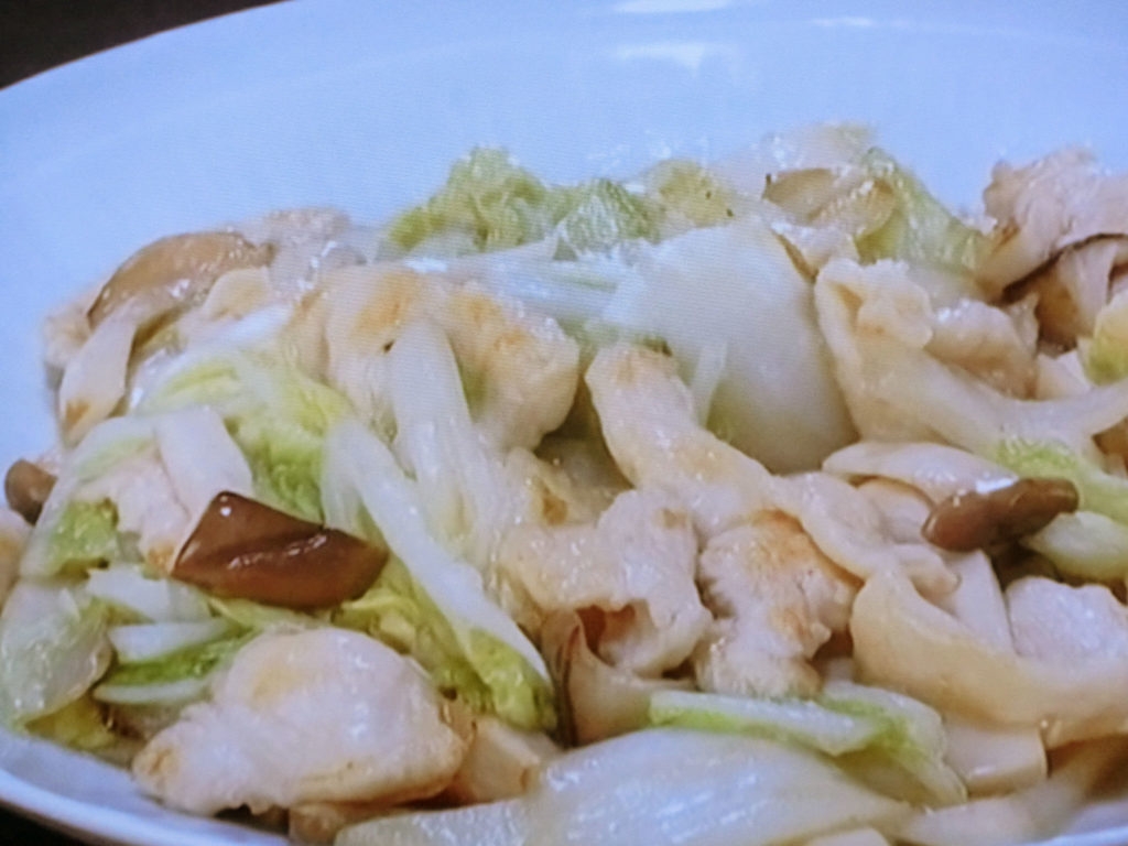 【キューピー３分クッキング】白菜と鶏胸肉の塩炒めのレシピ・石原洋子