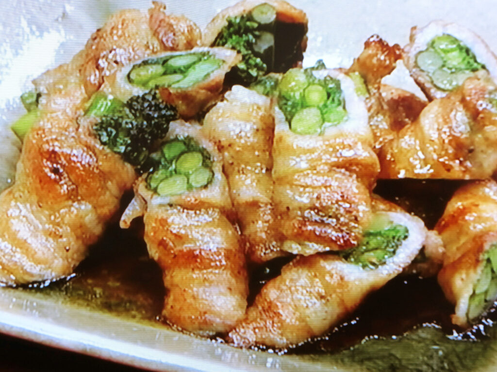 【ノンストップ】菜の花とニンニクの芽の肉巻きのレシピ・検索きょうのおしゃレシピ