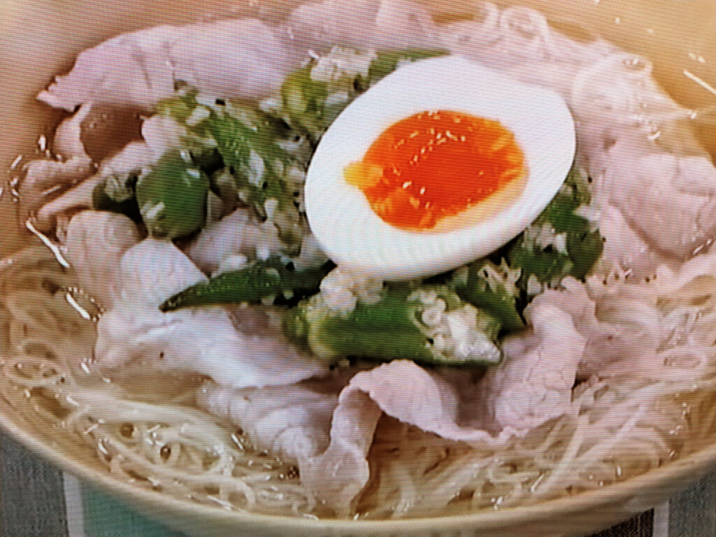 【あさイチ】オクラと豚しゃぶのエスニック冷やし麺～ナムプラー半熟たまご添えのレシピ・みんな！ゴハンだよ・エダジュン