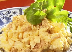 高野豆腐の鶏たま炊き込みご飯