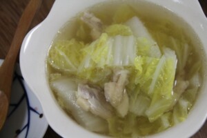 きょうの料理のレシピ・塩もみ白菜とひき肉のスープ