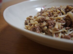 きょうの料理のレシピ・野菜とひき肉の炒め物