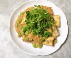 きょうの料理ビギナーズのレシピ・豚こまと枝豆、高菜の炒め物