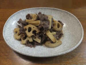 きょうの料理のレシピ・じゃがごぼれんこんと牛肉のオイスター炒め