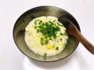 あさイチのレシピ・ほたてと卵の中華がゆ