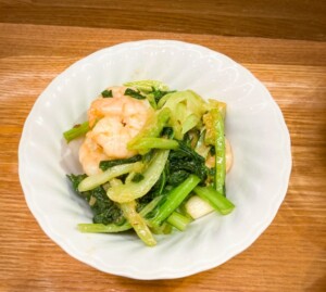 きょうの料理のレシピ・えびと小松菜の水炒め