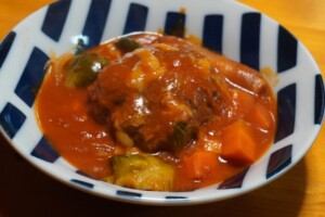 ZIPのレシピ・イカとビンチョウのデミグラスハンバーグ
