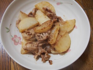 キューピー3分クッキングのレシピ・梅肉だれの豚こま長芋炒め