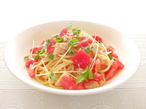 キューピー3分クッキングのレシピ・塩麹トマトの冷製パスタ