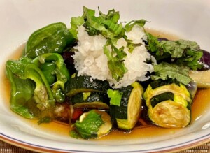 きょうの料理のレシピ・なすとズッキーニのえびあんかけ
