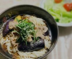 ZIPのレシピ・賀茂ナスと鮎のそうめん添え