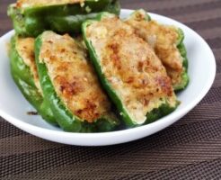 キューピー3分クッキングのレシピ・ピーマンのえび詰め焼き