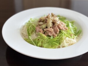 きょうの料理ビギナーズのレシピ・ツナと水菜のあえ麺