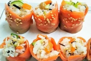 ZIPのレシピ・リゾットと素焼き野菜の生ハムロールずし