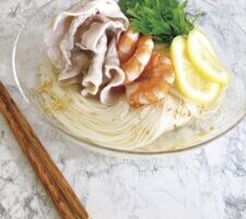 土曜はナニするのレシピ・ささみと枝豆の茶そうめん
