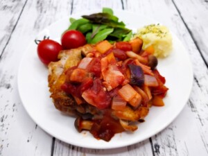 きょうの料理ビギナーズのレシピ・チキンソテーのラタトゥイユがけ