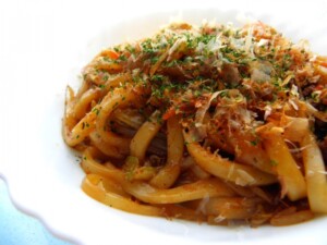土曜はナニするのレシピ・桜えびとたっぷりねぎの黒うどん