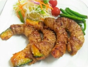 キューピー3分クッキングのレシピ・かぼちゃの豚バラ巻き