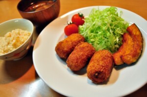 どさんこワイド179のレシピ・カボチャとキノコのコロッケ