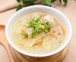 キューピー3分クッキングのレシピ・お麩だんごスープ/青のりチャーハン/切り干し大根のべったら風