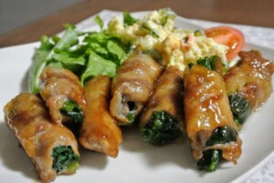 ミキティダイニングのレシピ・空芯菜の肉巻き