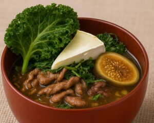 あさイチのレシピ・ケール・牛肉・いちじくのみそ汁