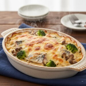 ヒルナンデスのレシピ・サバ缶ときのこのとろろグラタン