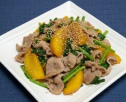 ノンストップのレシピ・豚バラ春菊炒め