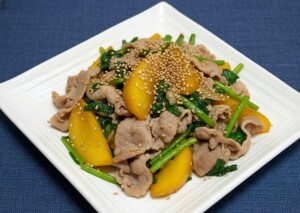 ノンストップのレシピ・豚バラ春菊炒め