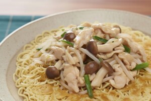 キューピー3分クッキングのレシピ・きのこあんかけ焼きそば