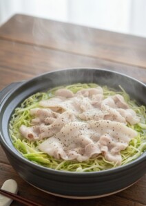 あさイチのレシピ・豚肉とせん切りキャベツの水炊き