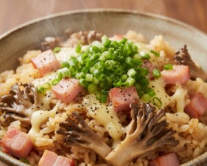 ウワサのお客さまのレシピ・ベーコンまいたけ炊き込みご飯